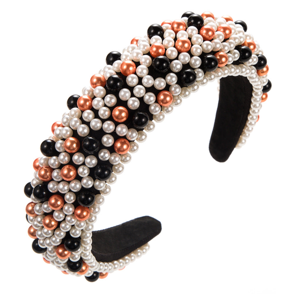 Colorful Pearl Hairband for Women - Fashion Hair Accessories with Sponge Design