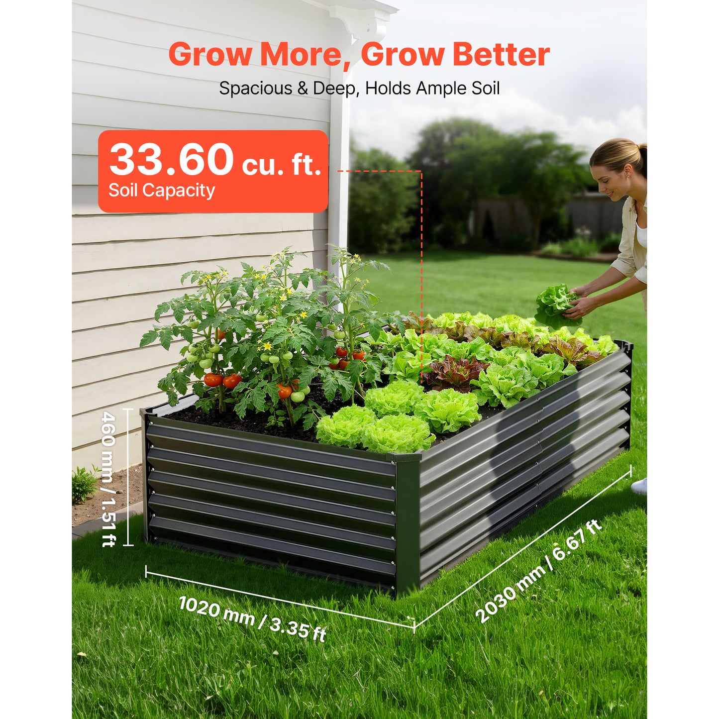 Galvanized Raised Garden Beds Set - 6.67 x 3.35 ft Outdoor Planter Boxes Kit with Gloves