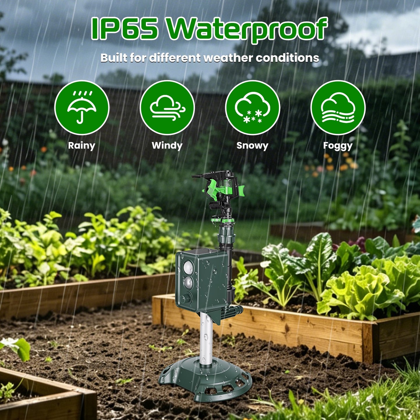 Solar-Powered Animal Deterrent Sprinkler with Flashing Light for Garden Outdoor Yard