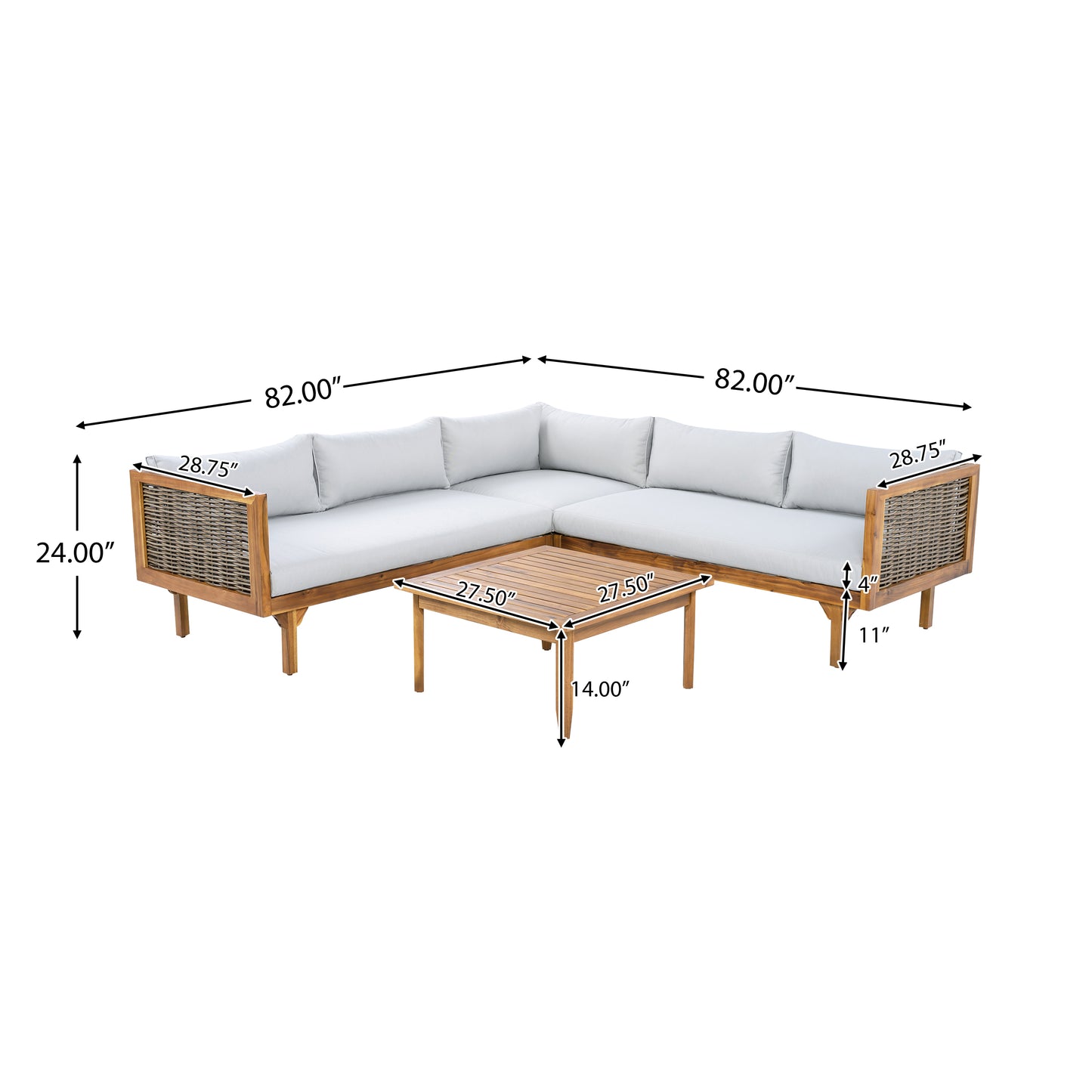 Premium Outdoor Sectional Sofa Set with Waterproof Cushions - Light Gray