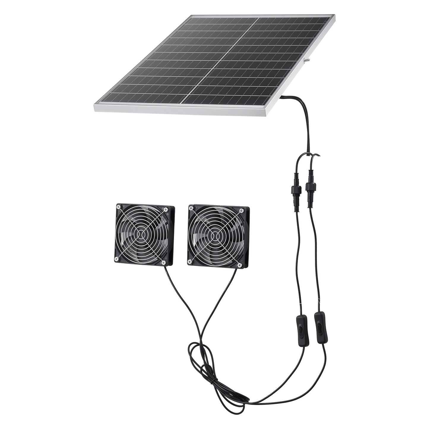 Solar Powered Fan with 30W Solar Panel - High-Speed 2668 RPM for Greenhouses & Grow Tents