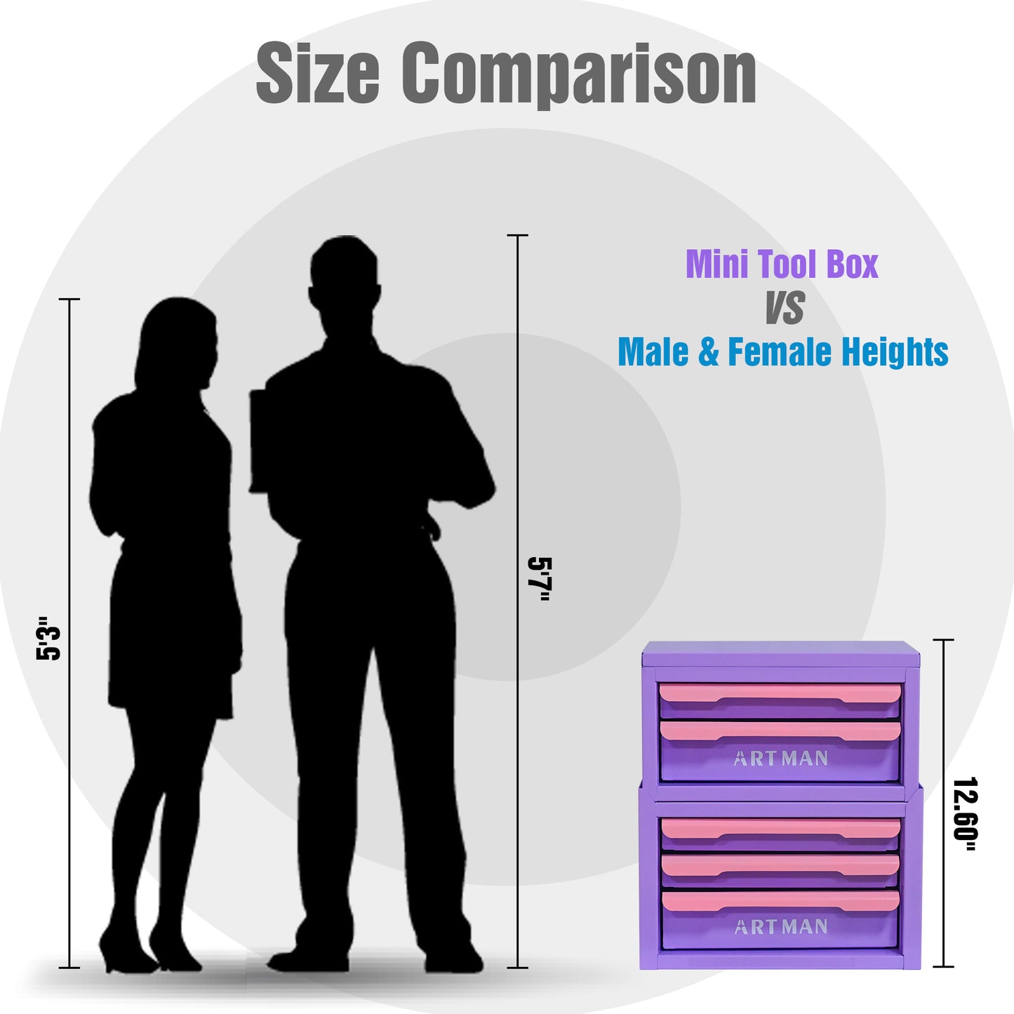 Drawer-Style Desktop Storage Box - Pink Purple, 2+3 Layers