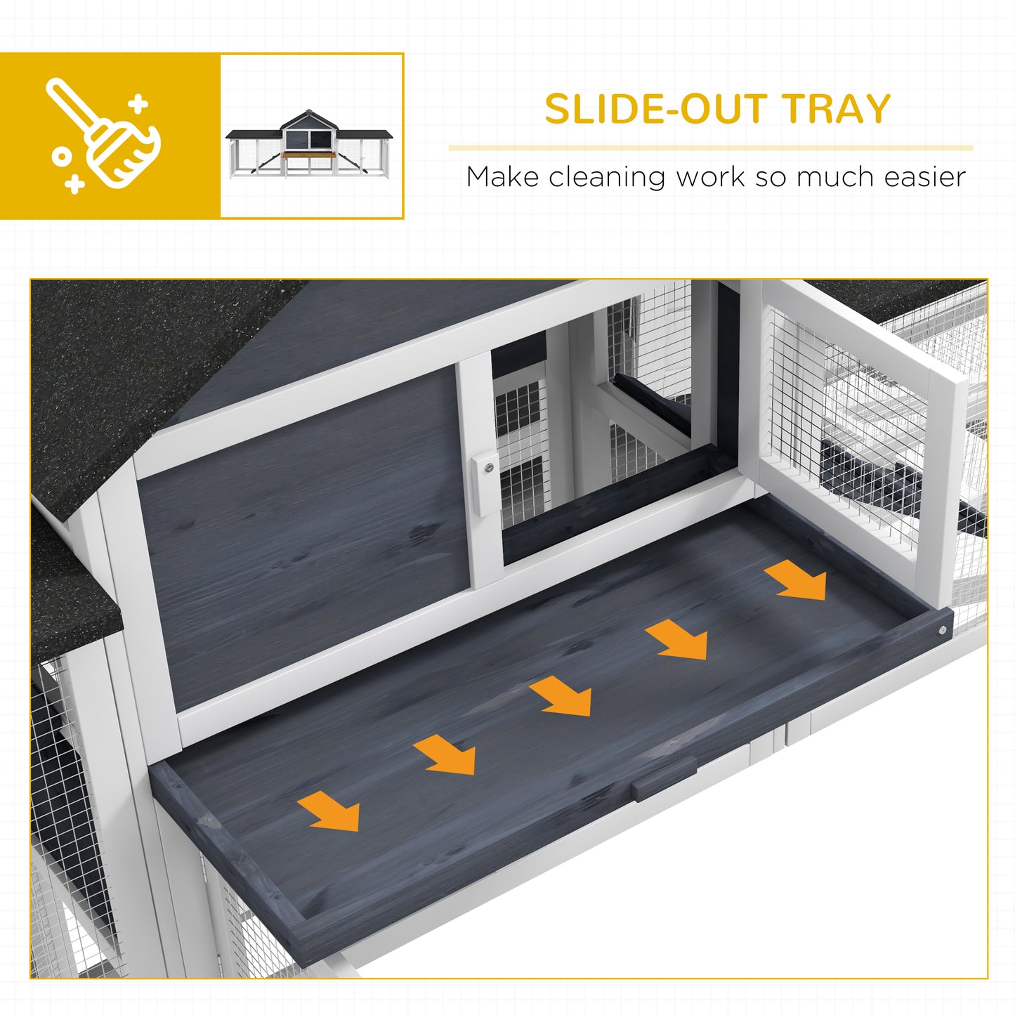Outdoor Wooden Rabbit Hutch 83 Inches Deluxe 2-Story Pet House with Run and Ladder