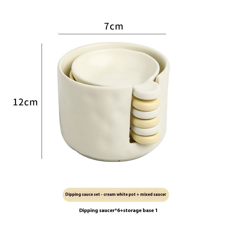 Ceramic Soy Sauce & Vinegar Dish Set - Milk White 4/6 Pack, Nordic Style