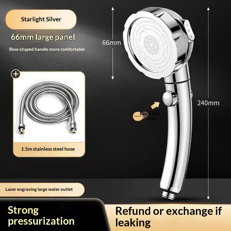 Three-Setting Pressurized Shower Faucet Set with Handheld Head & Stainless Steel Pipe