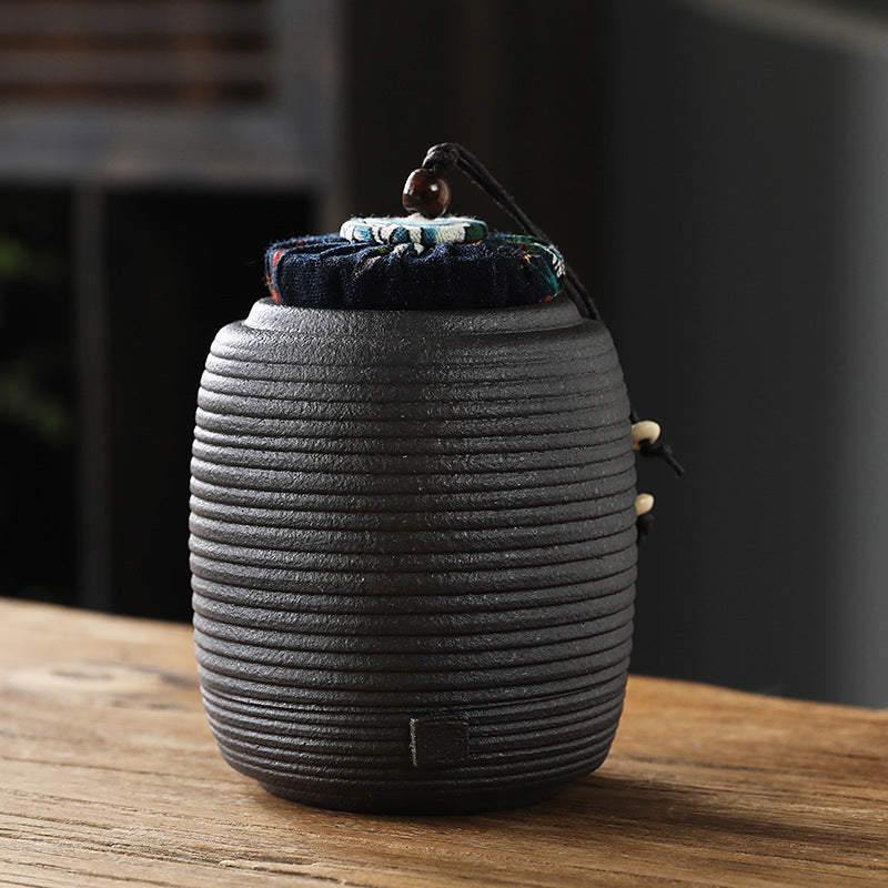Coarse Ceramic Tea Caddy Airtight Canister for Pu-erh Tea Kitchen Storage