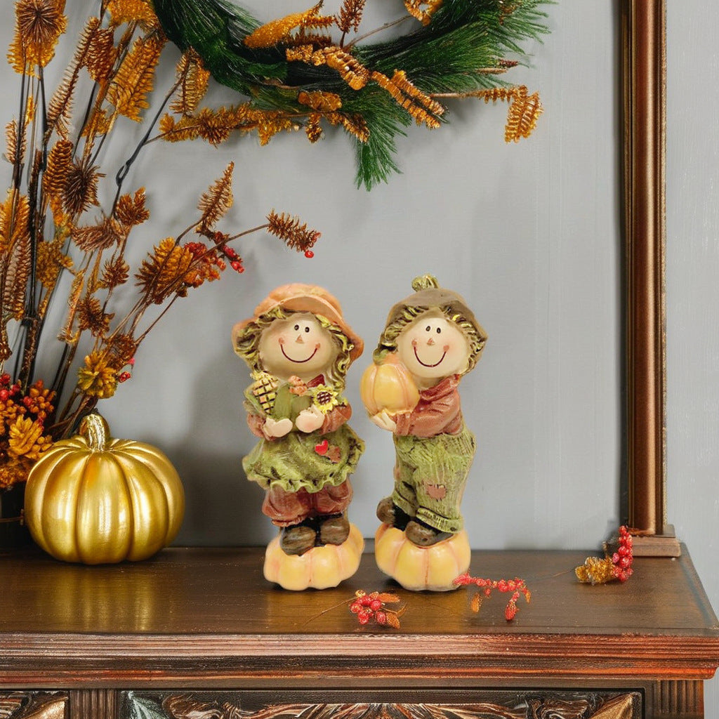 Fall Harvest Thanksgiving Pumpkin Decor Doll Ornaments - Resin Crafts