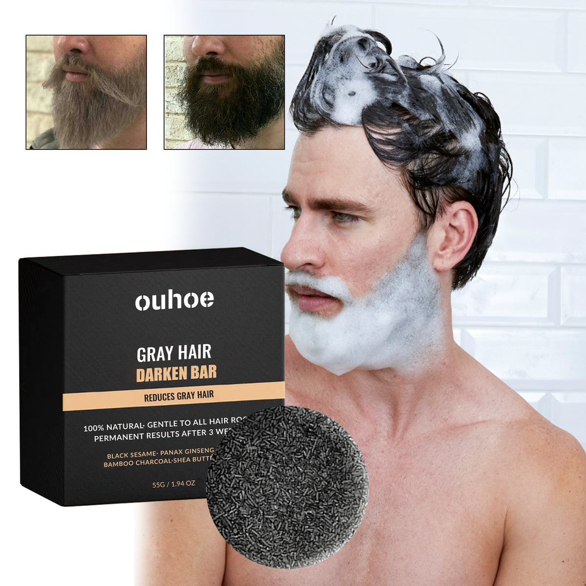 Black Hair Soap Bar 55g