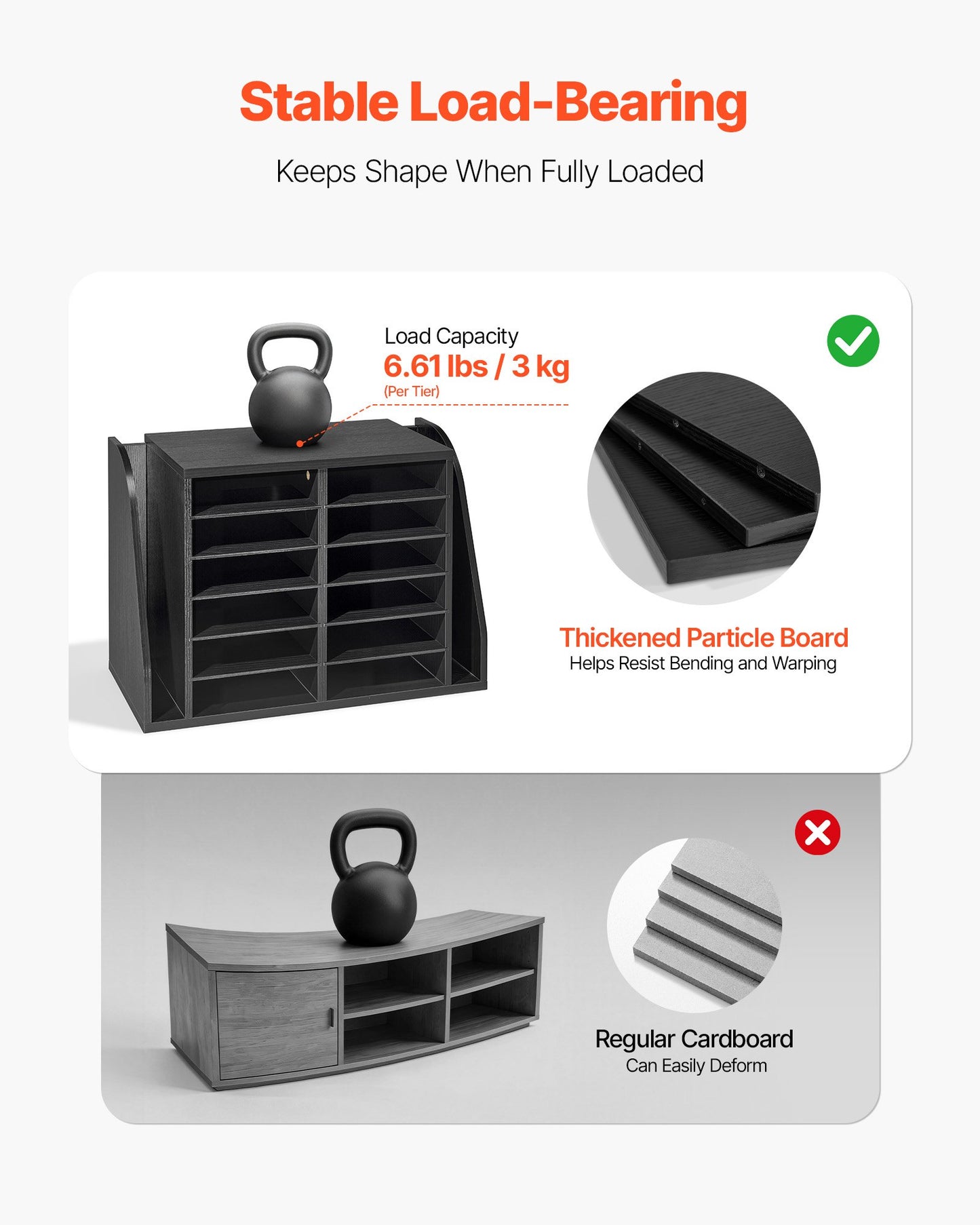 Wooden Literature Organizer with 12 Compartments and Side Storage - Office Desk Mailbox, Black