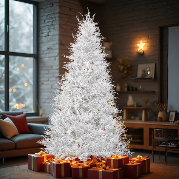 7 FT White Artificial Christmas Tree with 400 Lights & 3 Modes