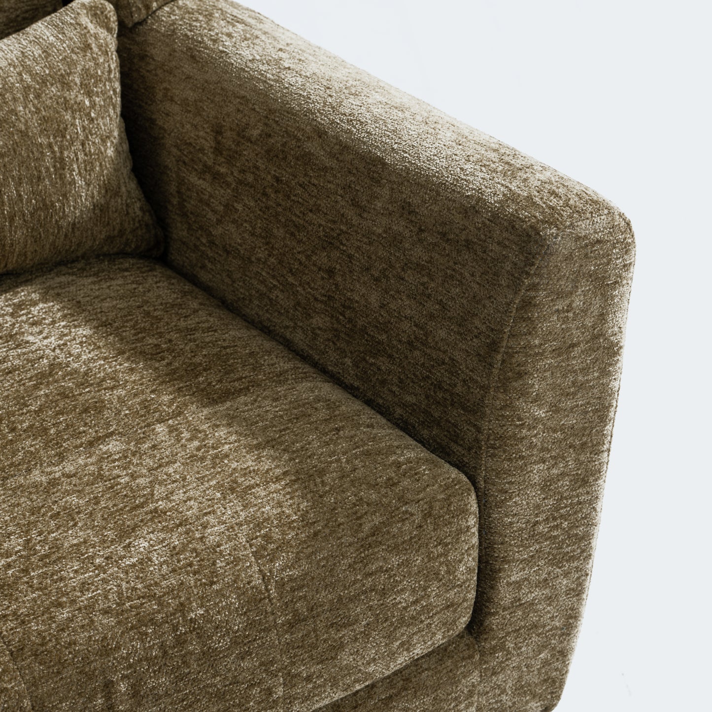 Modern Accent Chair - Soft Chenille Upholstered Armchair in Olive Green