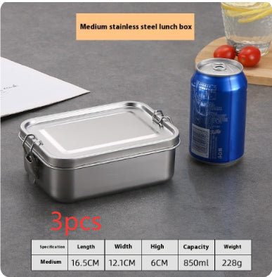 304 Stainless Steel Lunch Box Food Grade with Lid and Partition Options