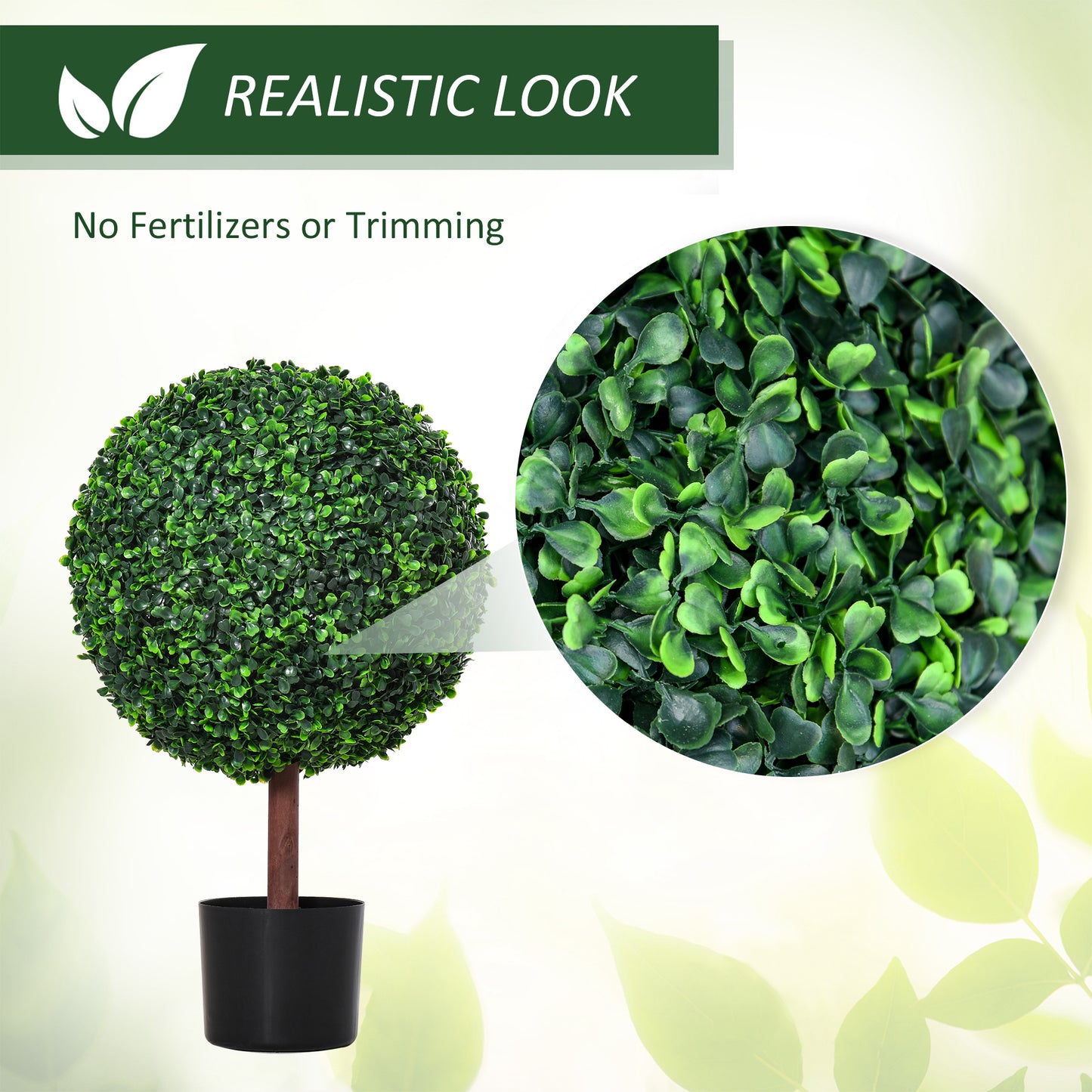 23.5" Artificial Boxwood Topiary Tree - Green Decorative Plant