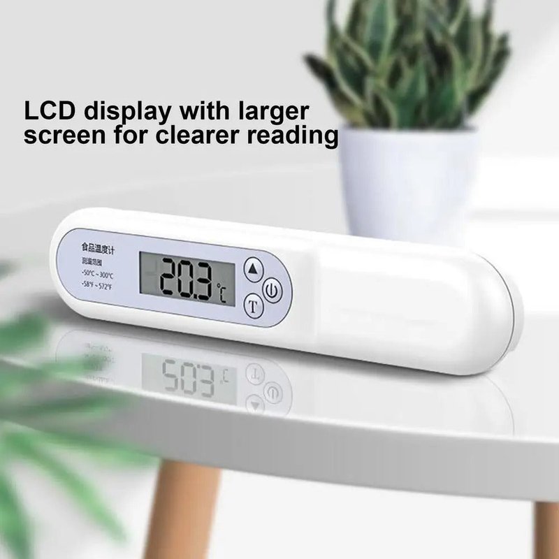 Food Thermometer Folding Probe Type Digital Kitchen Thermometer White