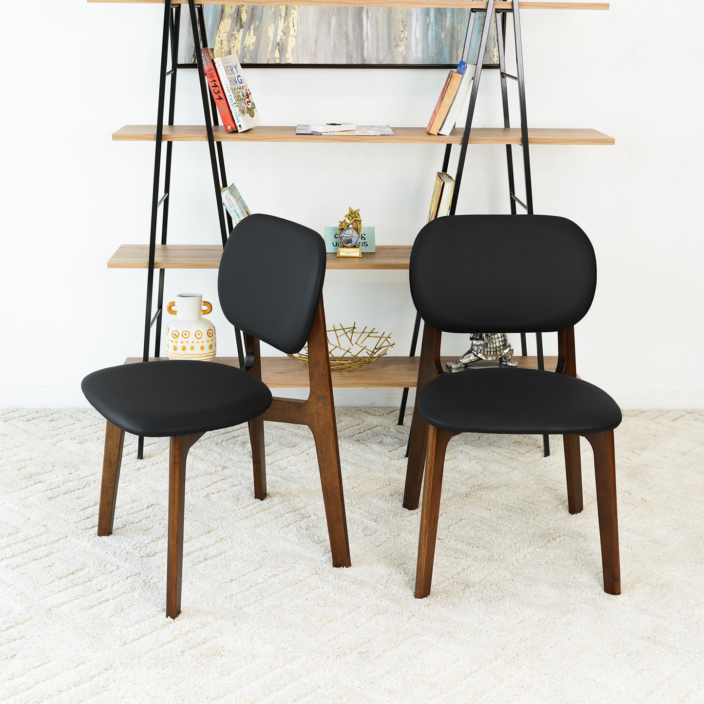 Kelsey Black Leather Dining Chair Set Of 2 18.1 W X 21.1 D 31.7 H