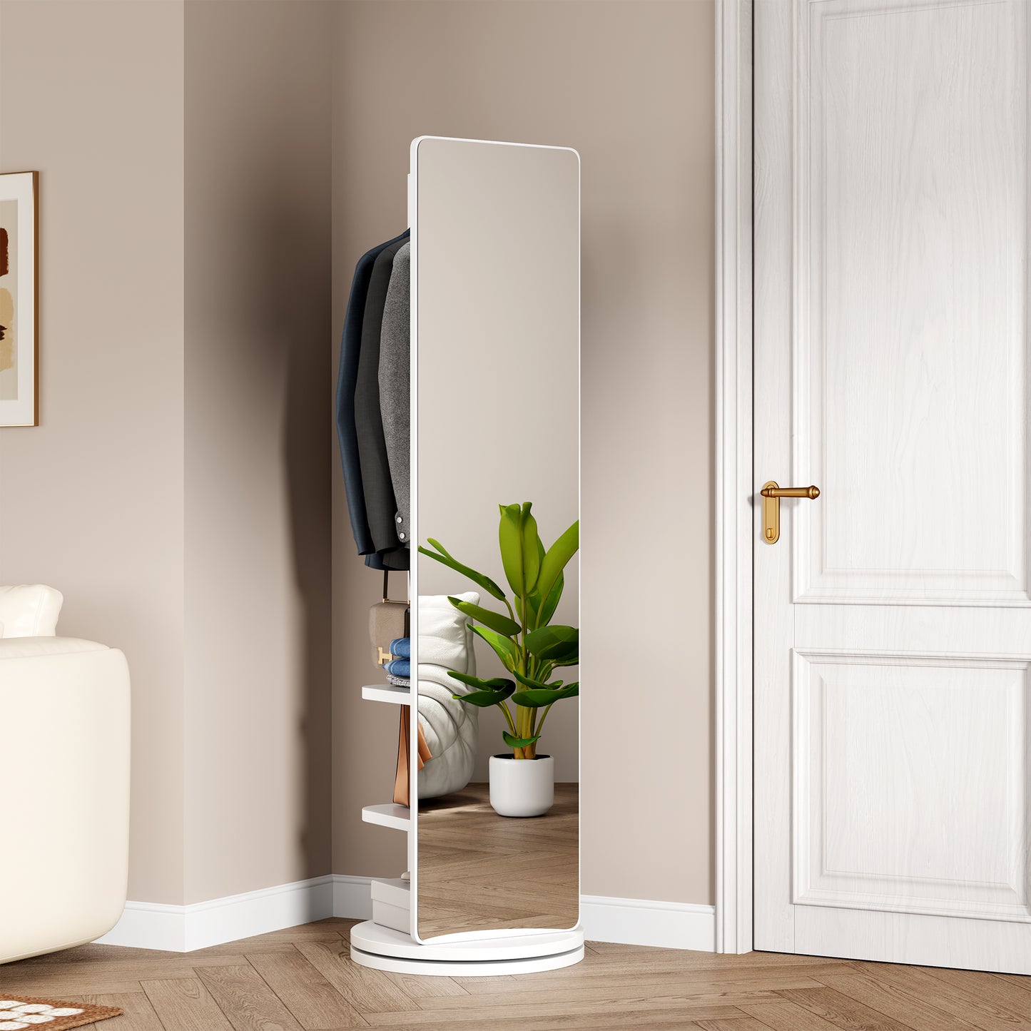360 Rotating 69x20 Multifunctional Full Length Mirror With Hook