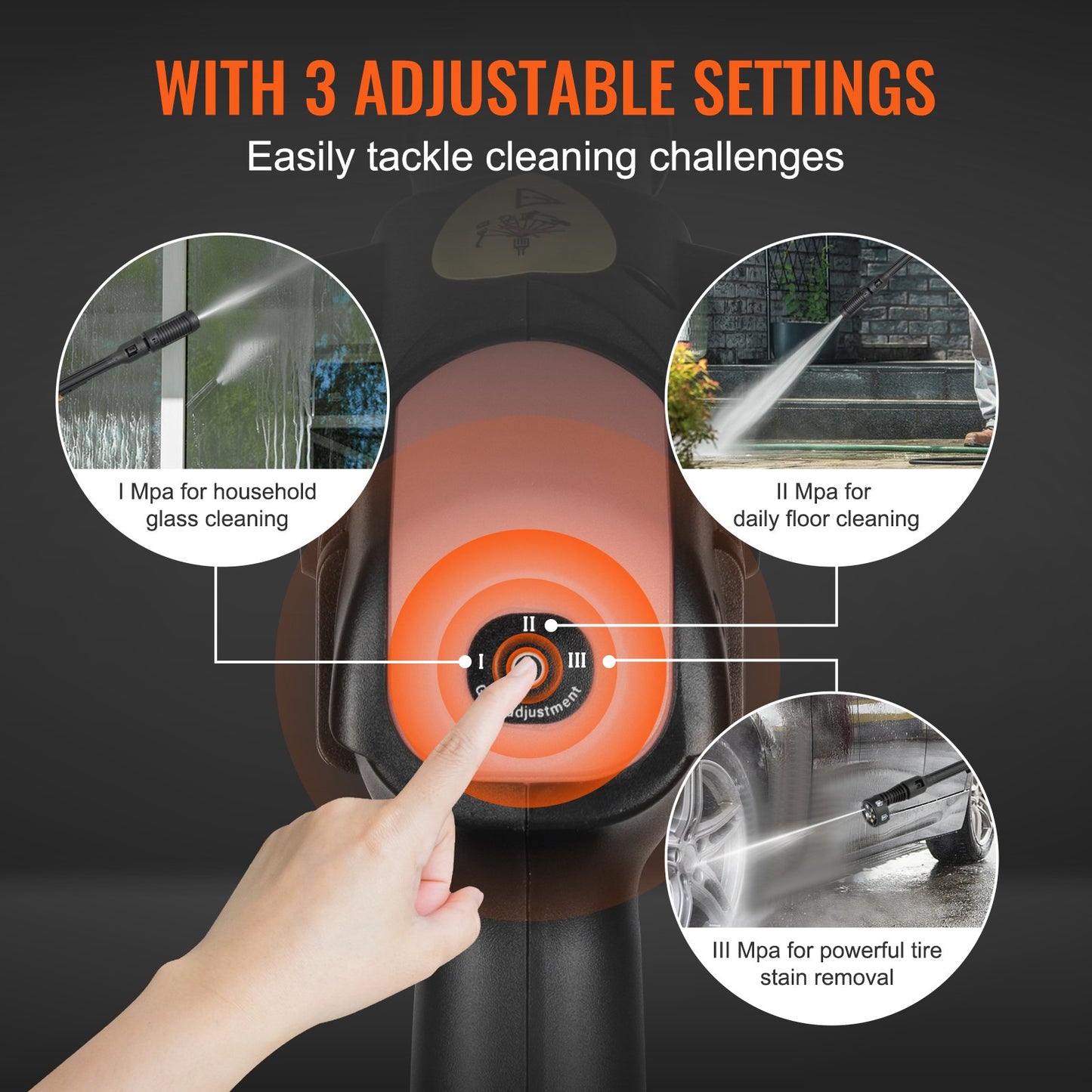 Cordless Pressure Washer 652 PSI 1.1 GPM Portable Car & Home Cleaning Tool - Black