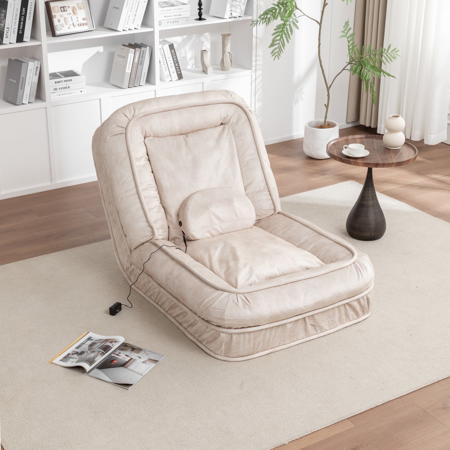 Multi-Position Pet Lounge Sofa with Massage Pillow - Beige
