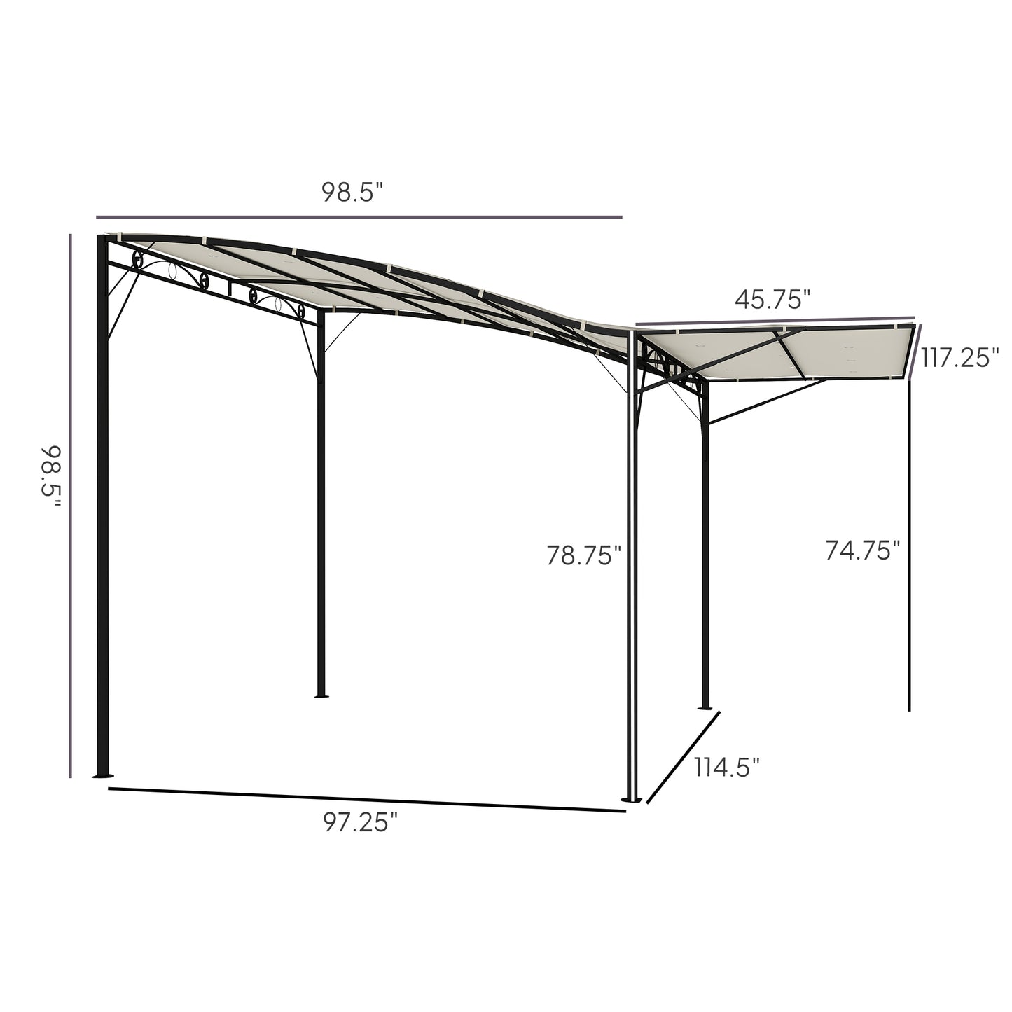 Outdoor Gazebo with Adjustable Canopy - Cream White