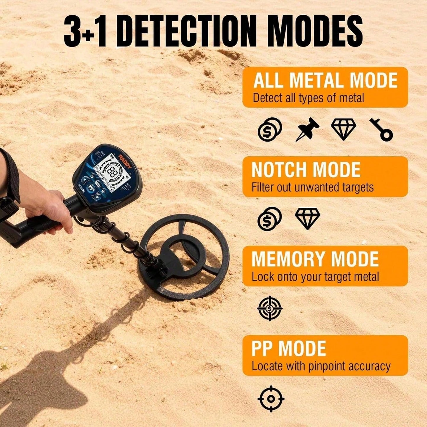 High-Precision Metal Detector with LCD Display and Waterproof Search Coil - Treasure Hunting Kit