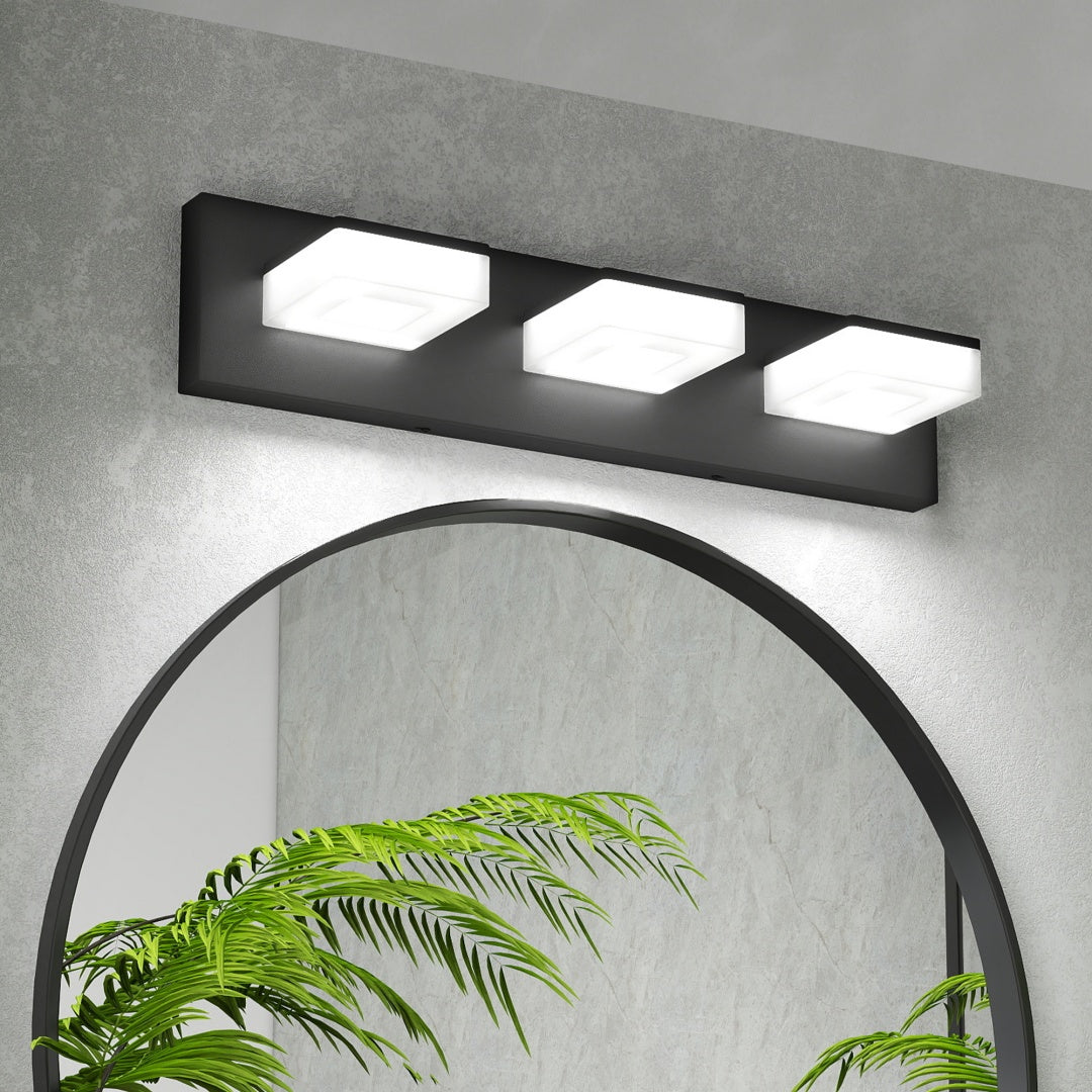 Modern LED Bathroom Vanity Light Fixture - 3-Light, Matte Black, 20-Inch