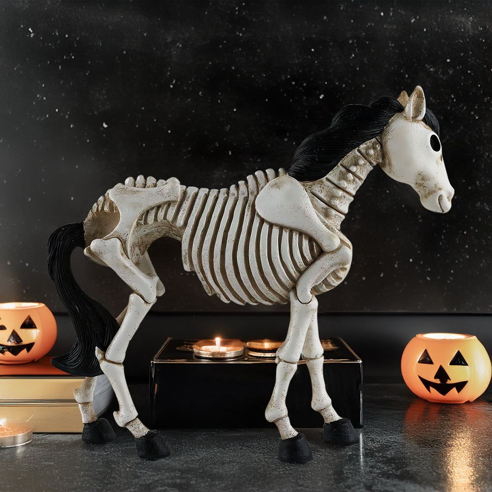 Halloween Skeleton Horse Ornament Resin Decorations for Holiday Home Decor