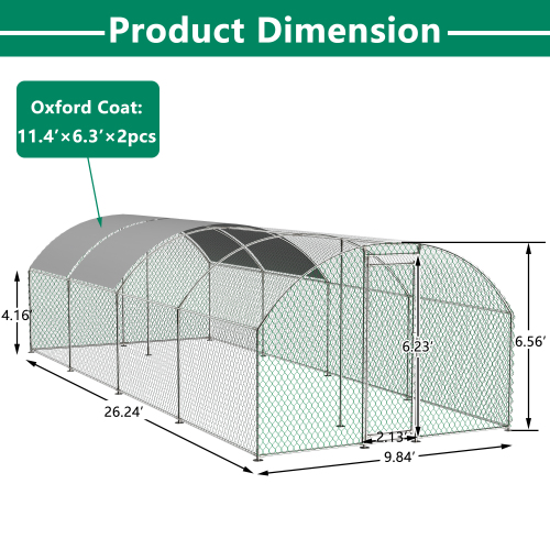 Large Metal Chicken Coop with Lockable Door Waterproof Design Argent