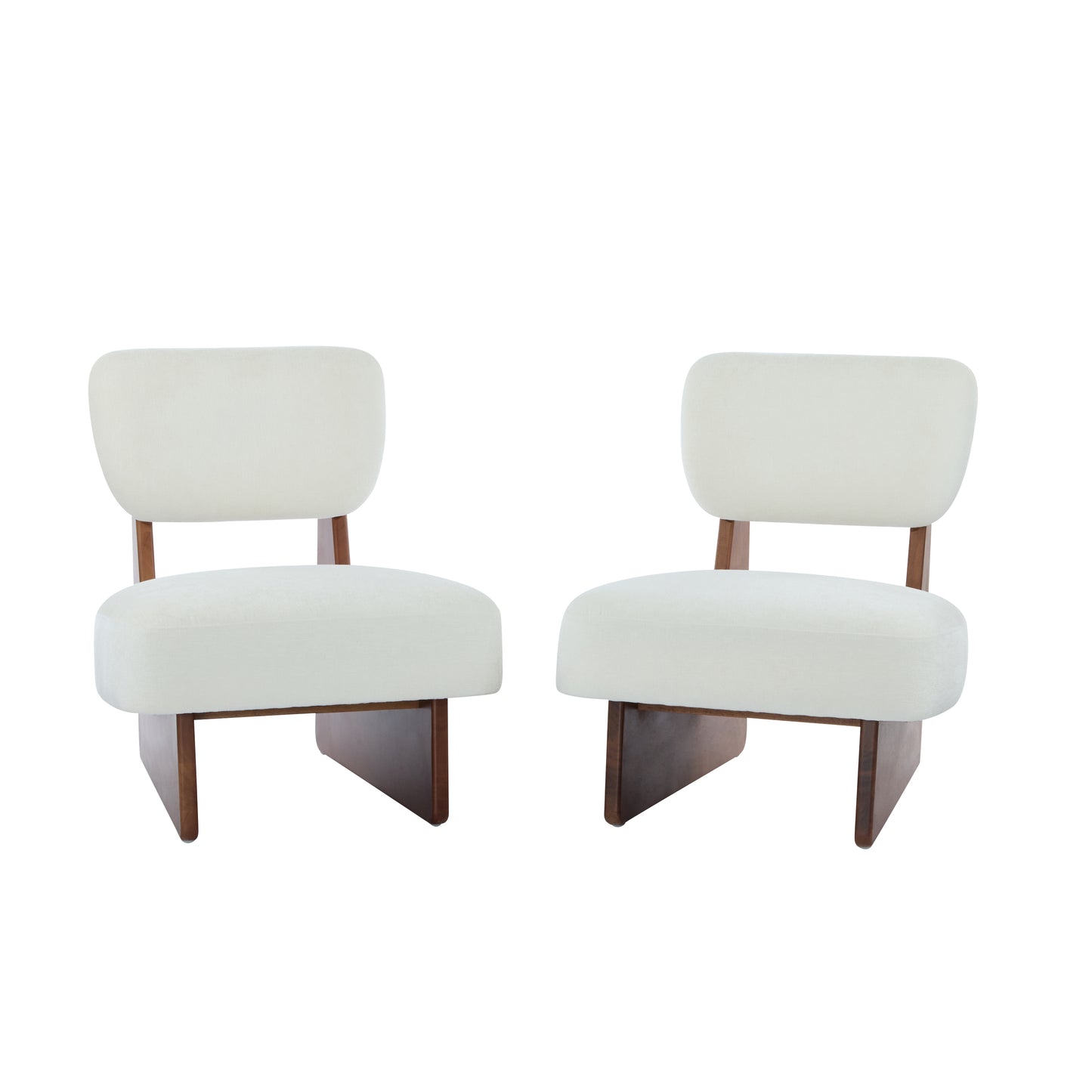 Modern Beige Lounge Chair With Polyester Upholstery, Sturdy Wood Base