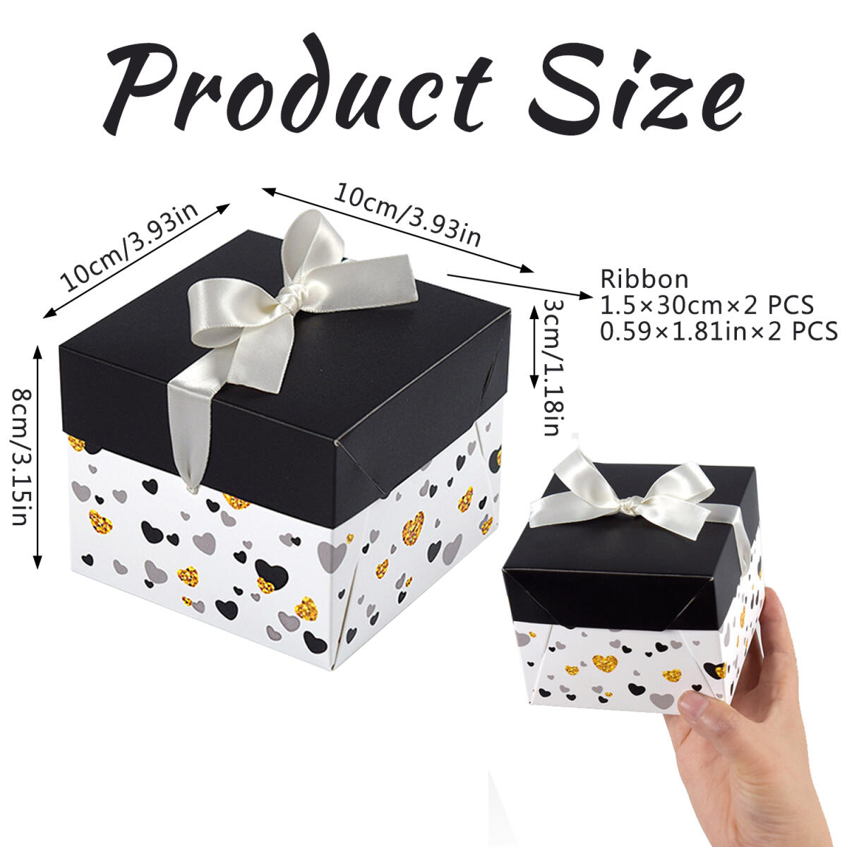 10 Pack Black and White Gift Boxes - Perfect for Events
