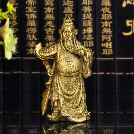 Copper God of Wealth Statue Metal Craft Decoration Golden Finish
