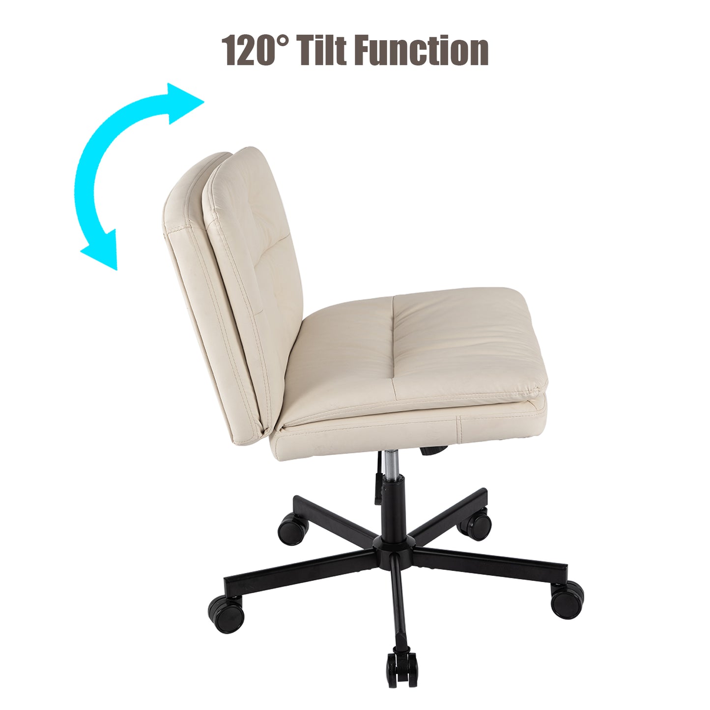 360° Swivel Home Office Desk Chair - Adjustable Height, Beige