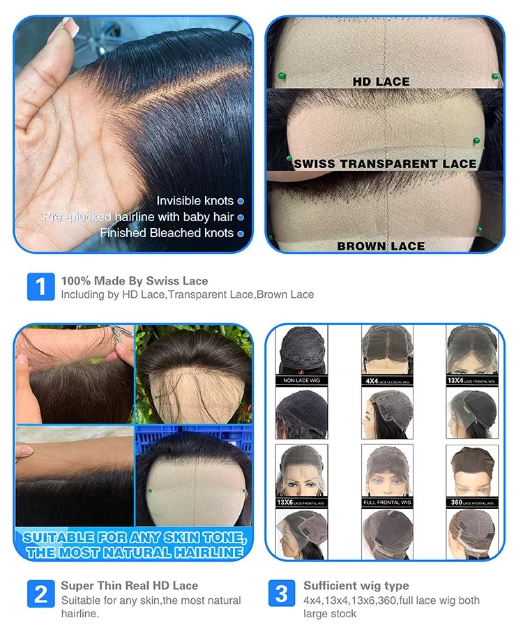 6x4 Lace Front Human Hair Wig - Pre-Plucked Virgin Brazilian Hair