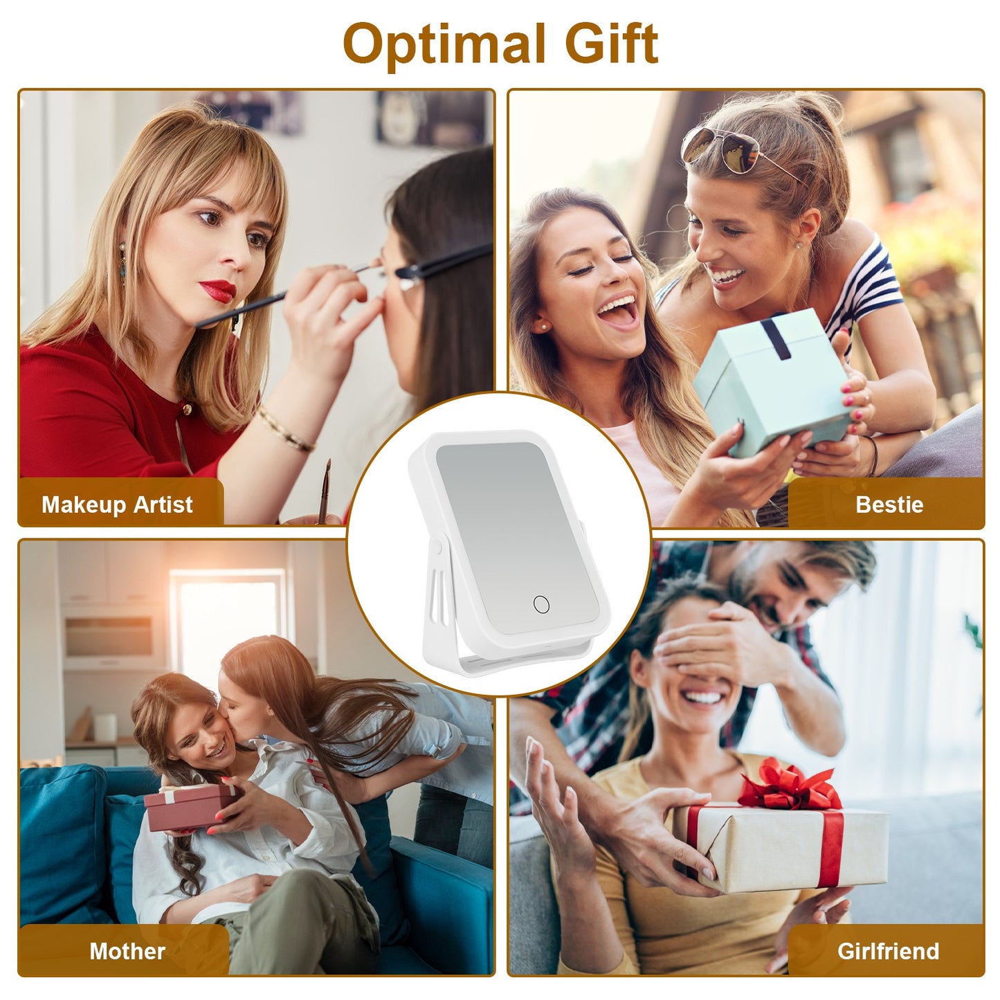 10X Magnifying Lighted Makeup Mirror, USB Rechargeable Travel Vanity Mirror