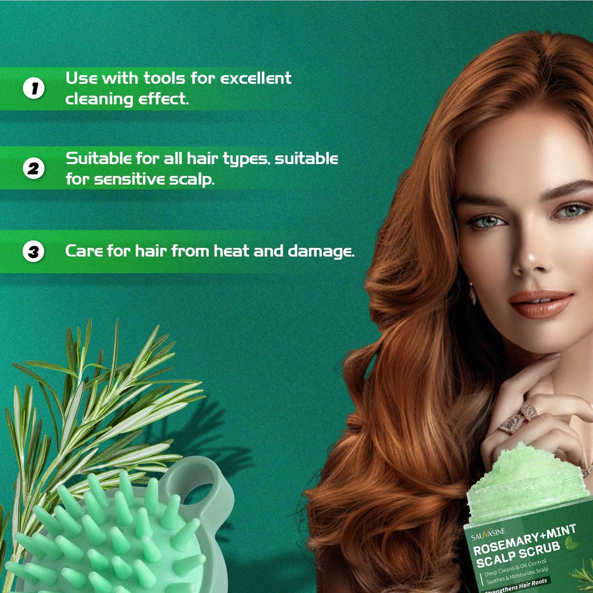 Rosemary Mint Scalp Scrub Shampoo with Massage Comb