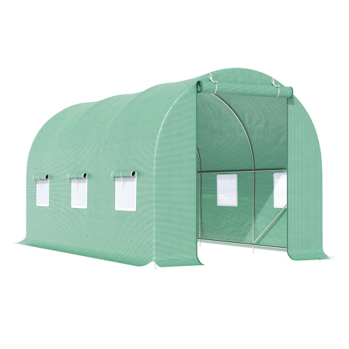 Walk-In Greenhouse 15x6x7 ft with Steel Frame, Ventilation & Door - Garden Plant House