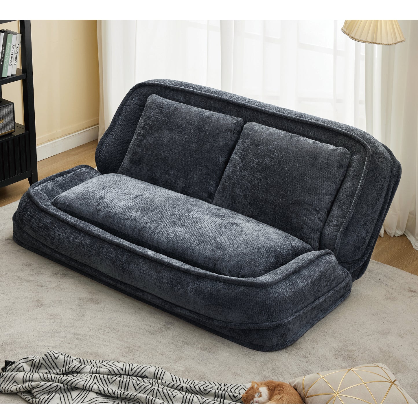 Double Lazy Sofa Dog Bed - Extra Large Loveseat in Dark Gray