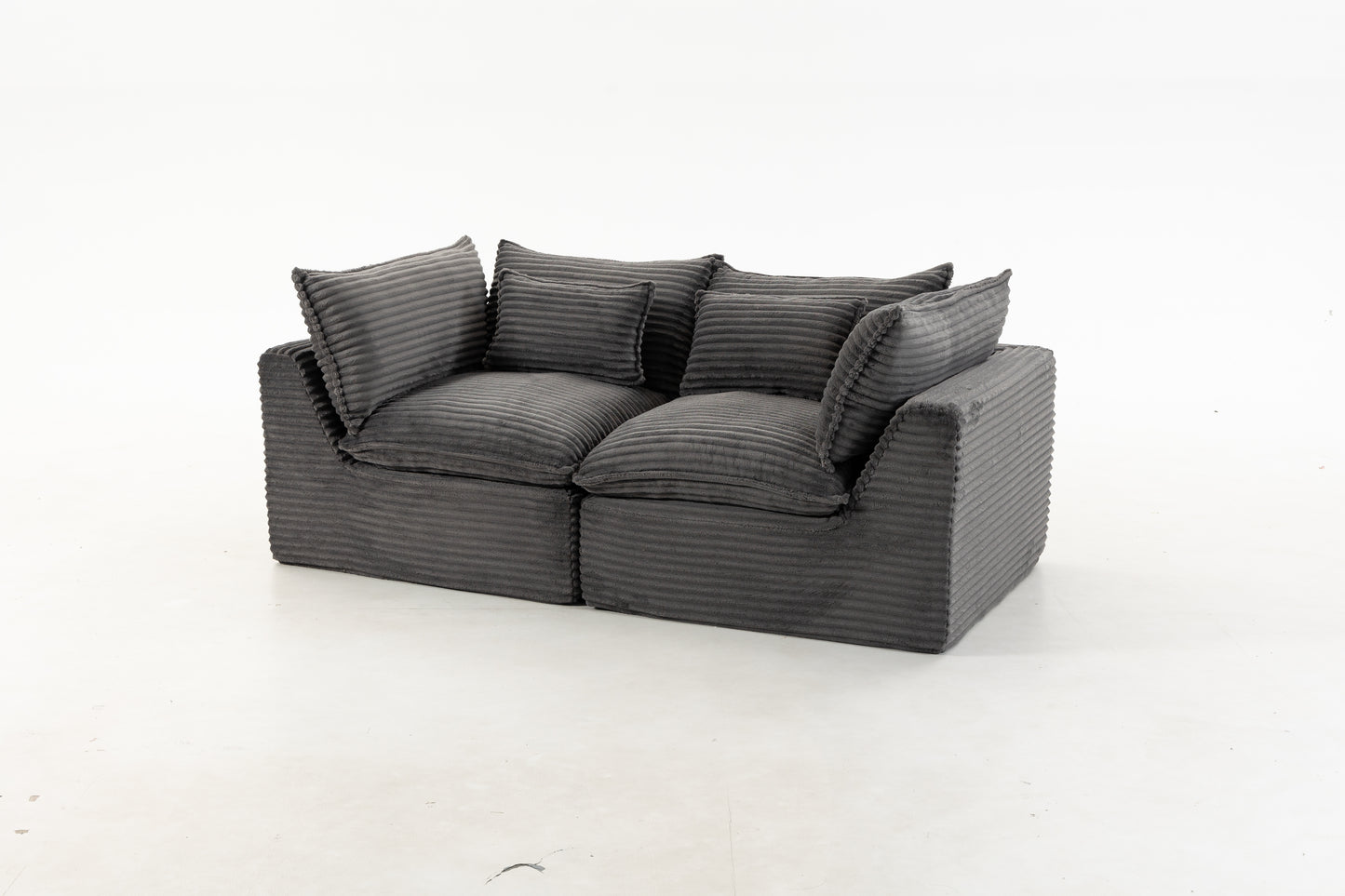 74.8" Wide Modular Sectional Sofa - Antique Grey Corduroy