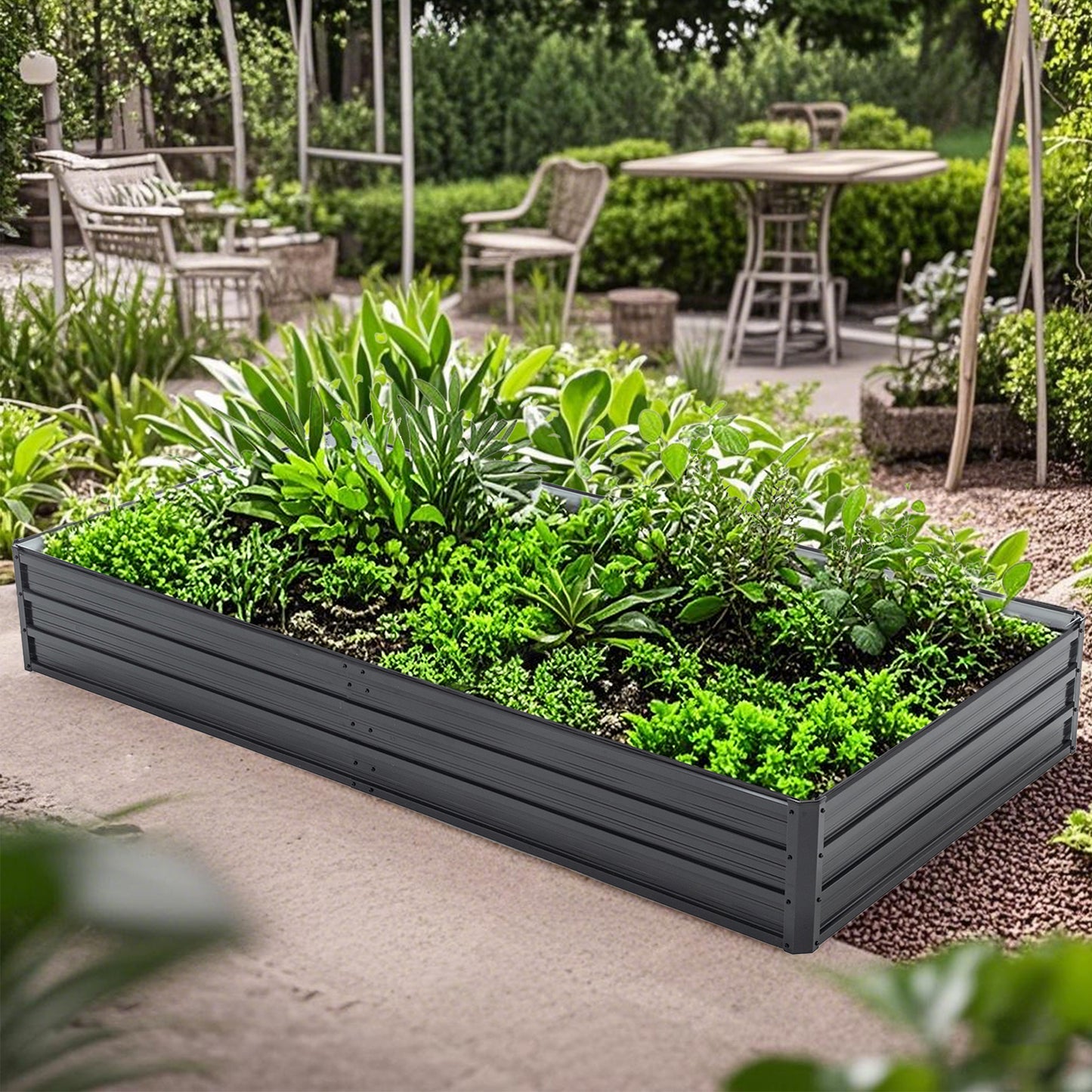 Galvanized Raised Garden Bed - 8ft x 4ft Metal Planter Box