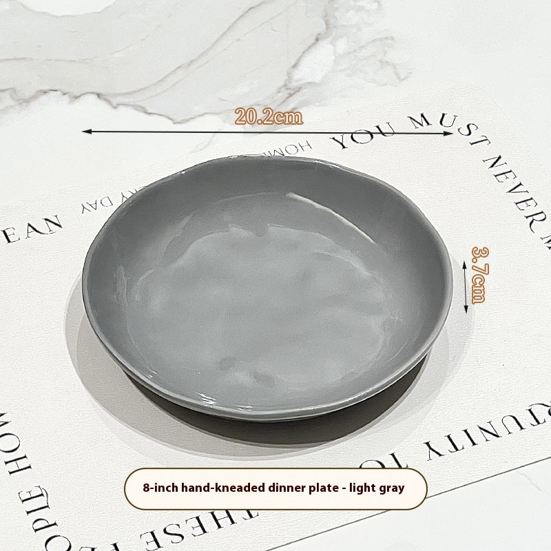 8-Inch Ceramic Dinner Plate - Deep Round Food Plate for Kitchen & Dining