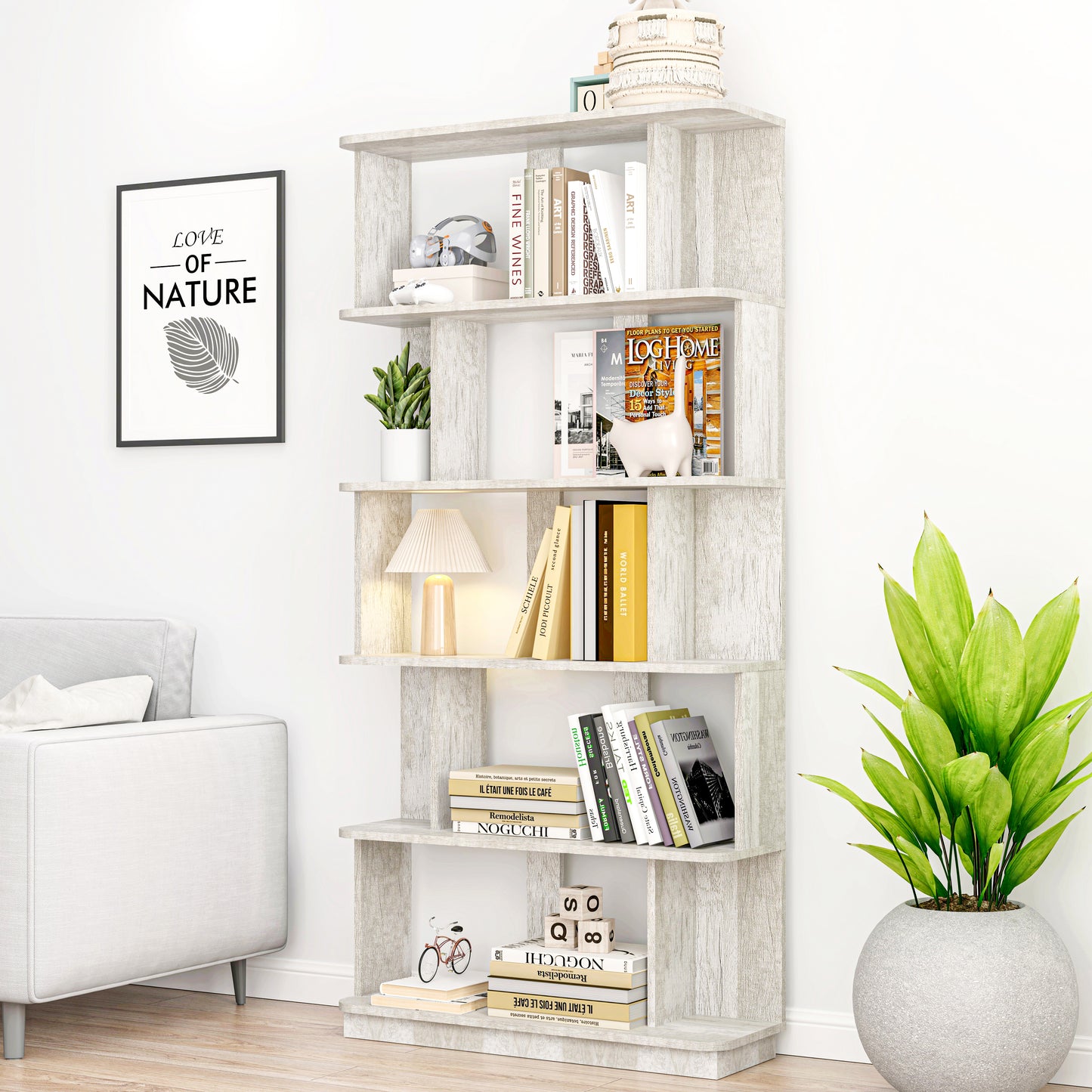 31.5 L X 64.56H Free Combination Bookshelf Modern 5-Tier Open Storage