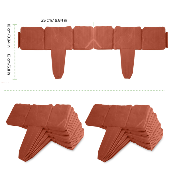 Plastic Lawn Edging 20-Piece Interlocking Garden Border for Flower Beds & Walkways