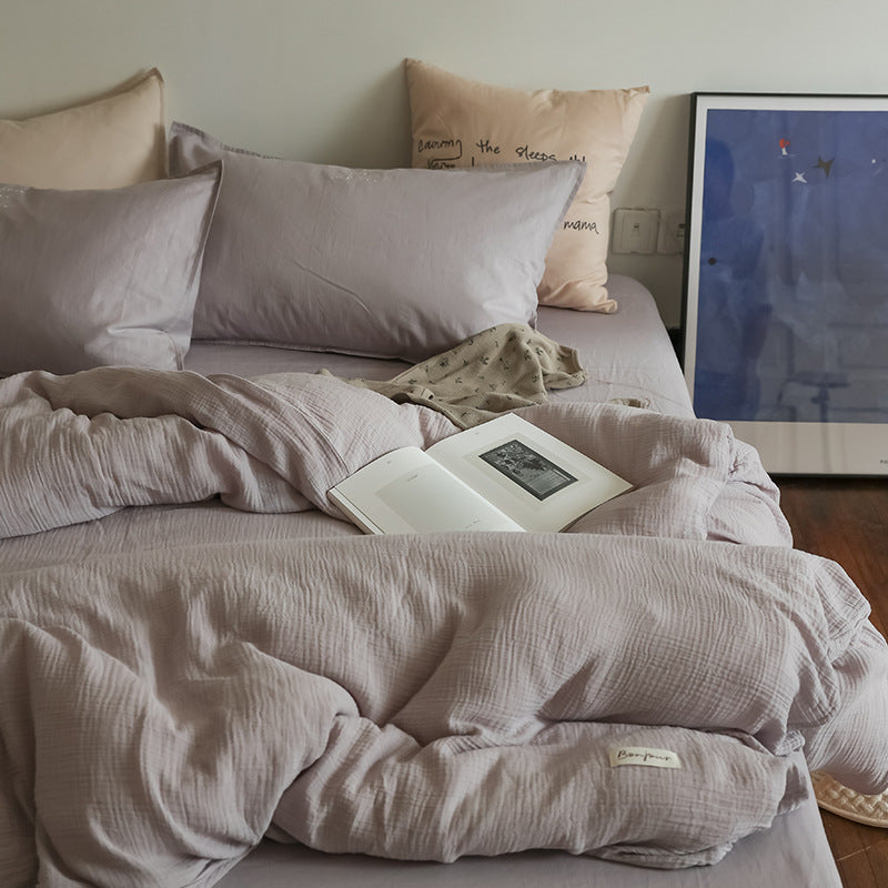 Four-Piece Double-Layer Yarn Summer Duvet Cover Bedding Set