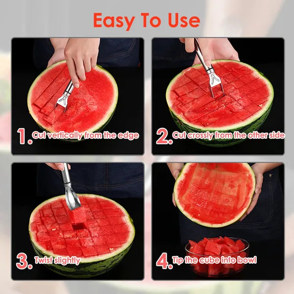 2-in-1 Watermelon Cutter Slicer & Fork - Stainless Steel