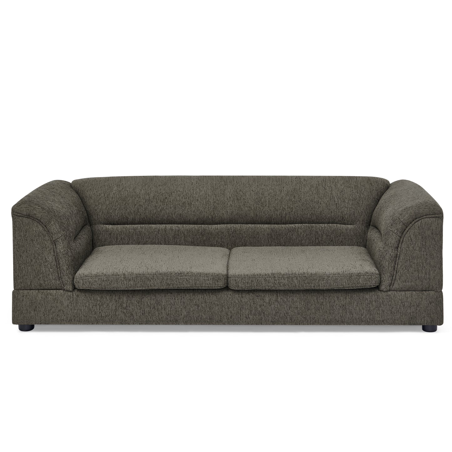 Oversized Dog Sofa Bed with Linen Fabric & Curved Armrest - Dark Gray