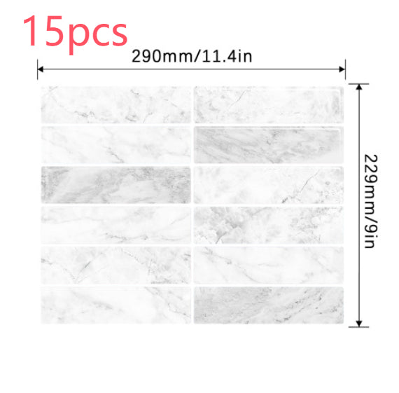 Waterproof 3D Self-Adhesive Wall Sticker for Kitchen Bathroom - High Temp Resistant