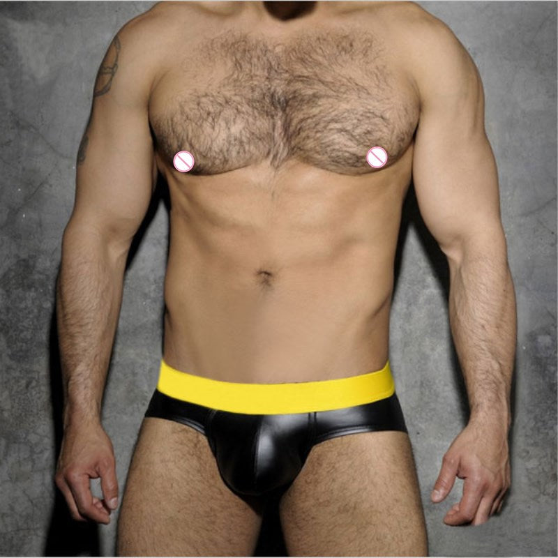 Men's Elastic Imitation Leather Patent Leather Briefs - Breathable & Comfortable