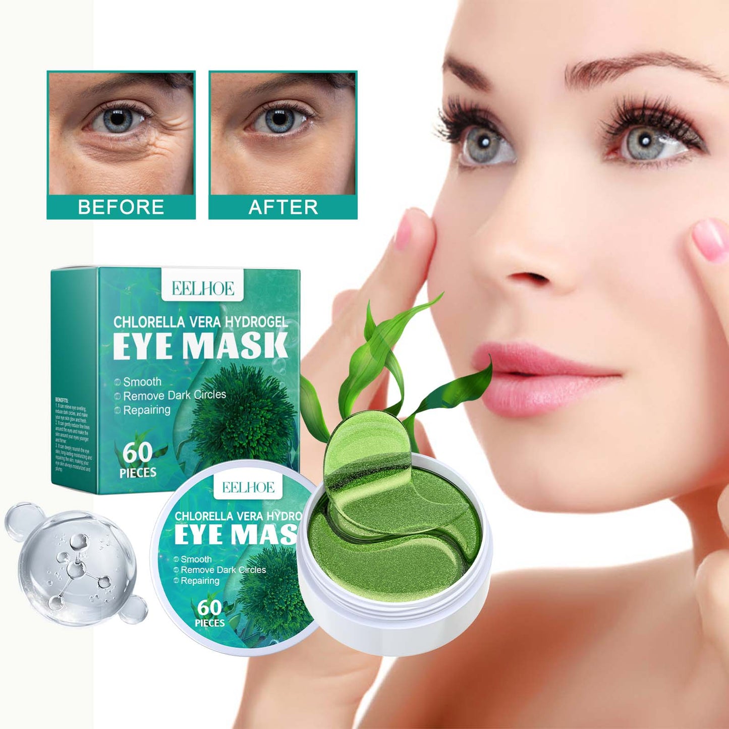 Chlorella Vera Hydrogel Eye Mask - Moisturizing & Anti-Aging (60pcs)