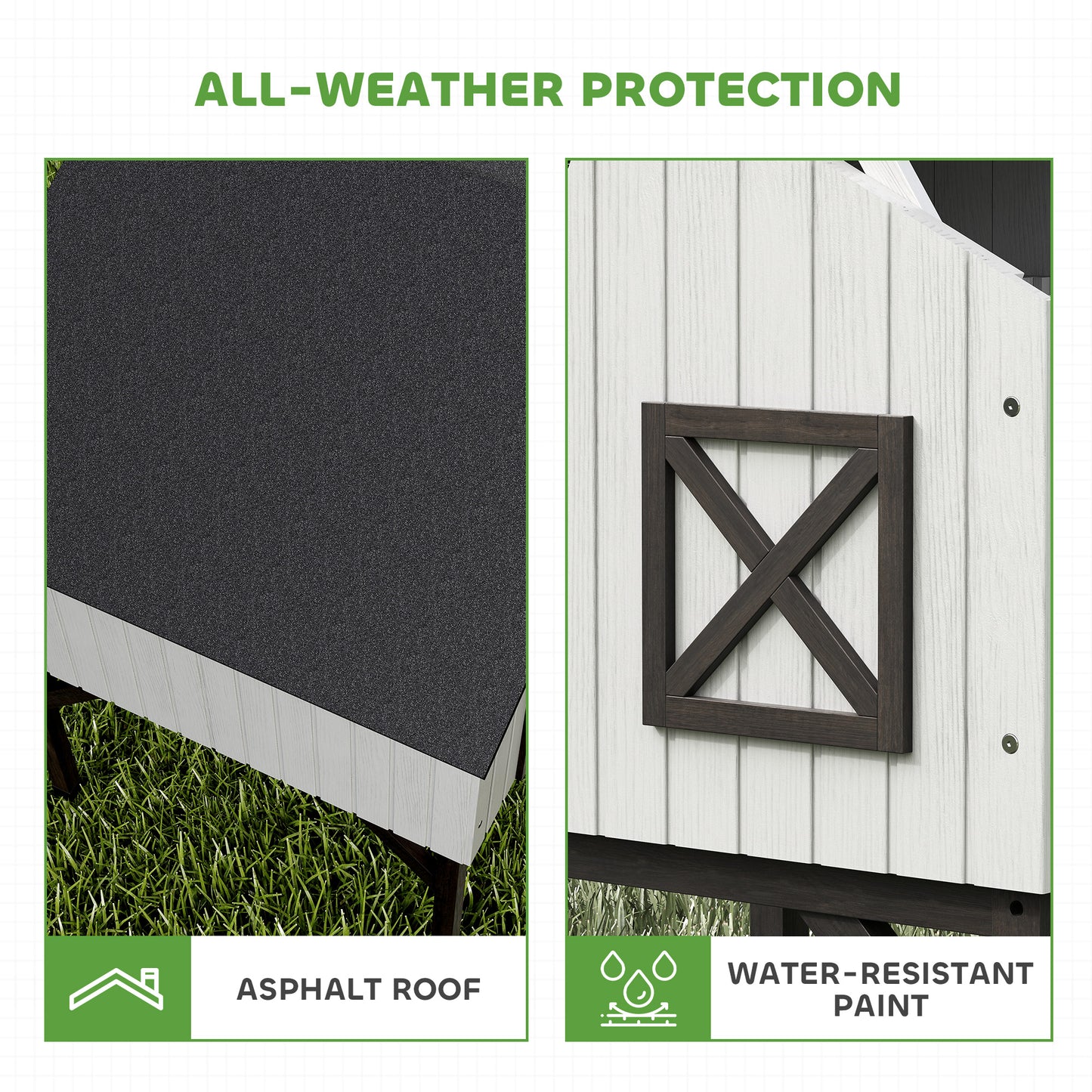 Elevated Chicken Coop with Nesting Box and Ramp - All-Weather Bird House