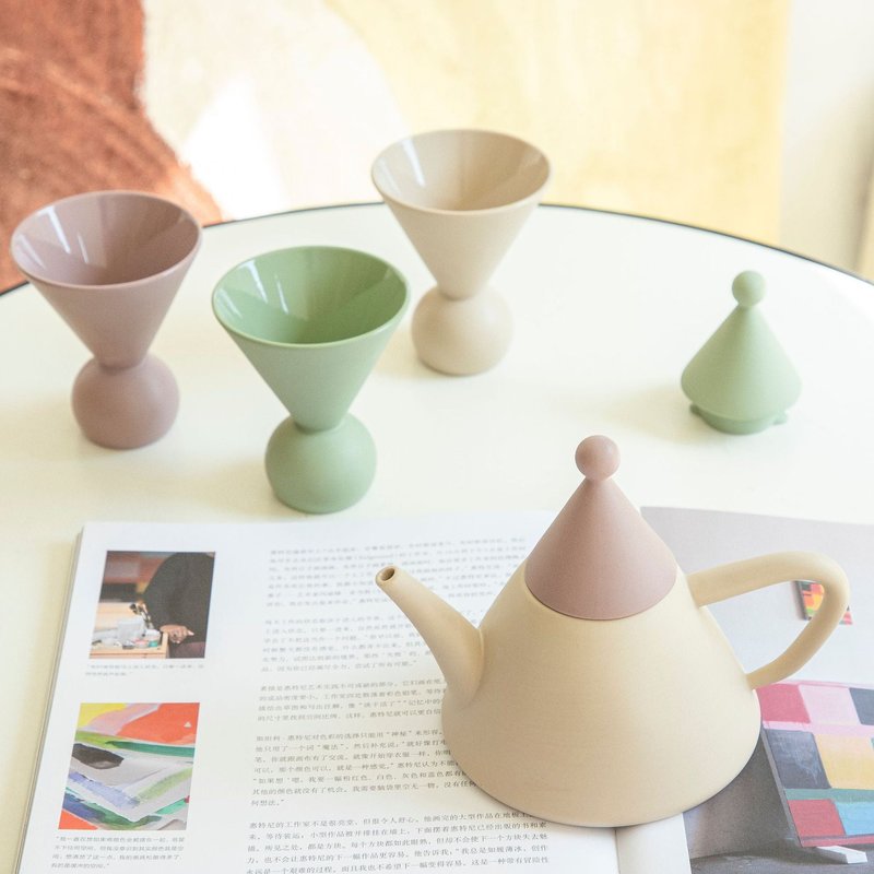 Irregular Solid Color Teapot and Teacup Set - Kitchen Tea Service