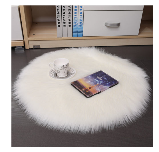 Round Plush Carpet Floor Mat for Living Room Bedroom - Soft Wool Area Rug